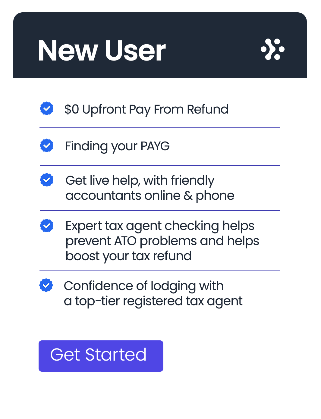 New users registration for tax returns
